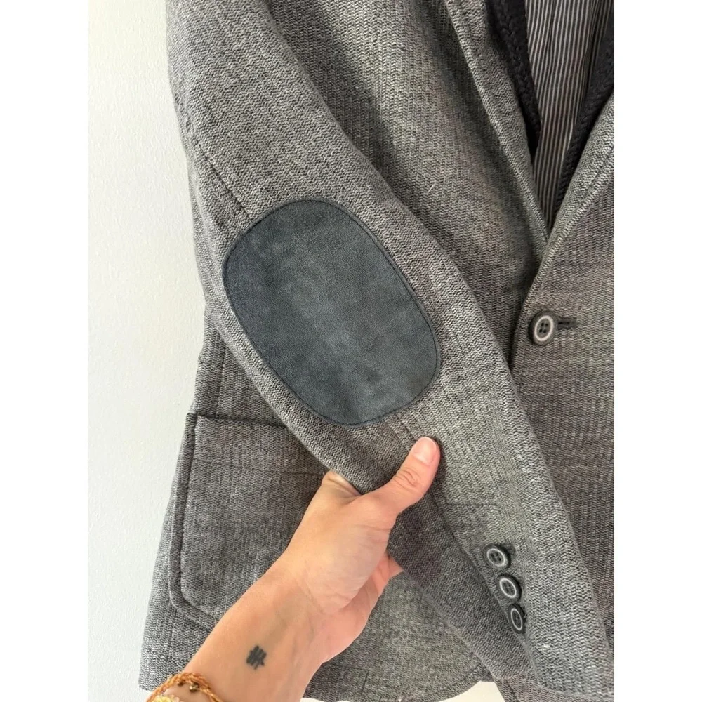 Armani Junior Boys Blazer Coat size 10 Grey Black Classic Elbow Patches Designer